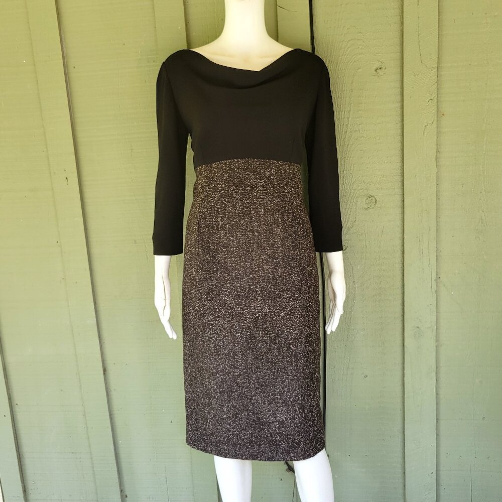 MAX MARA Black Draped Neckline Tweed Skirt Dress 8